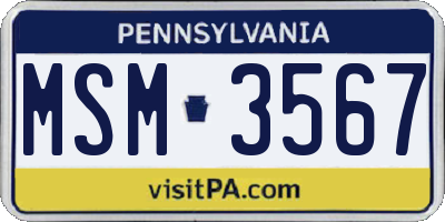 PA license plate MSM3567