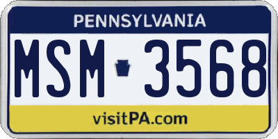PA license plate MSM3568