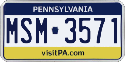 PA license plate MSM3571