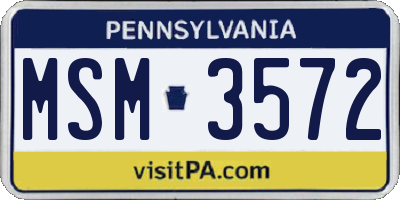 PA license plate MSM3572