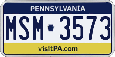 PA license plate MSM3573