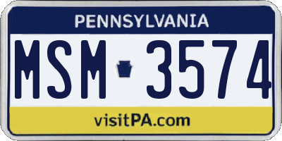 PA license plate MSM3574