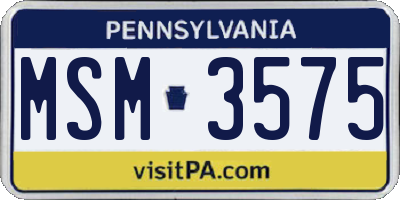 PA license plate MSM3575