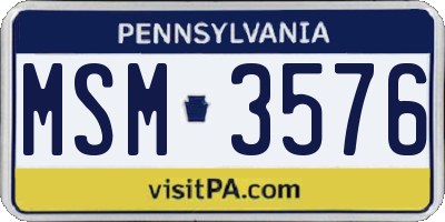 PA license plate MSM3576