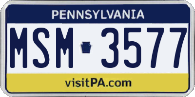 PA license plate MSM3577