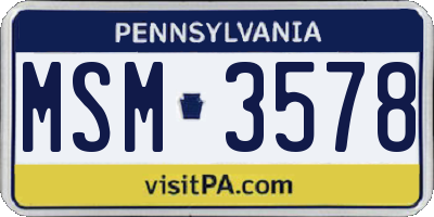 PA license plate MSM3578