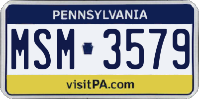 PA license plate MSM3579