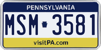 PA license plate MSM3581