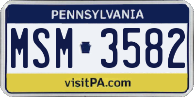 PA license plate MSM3582