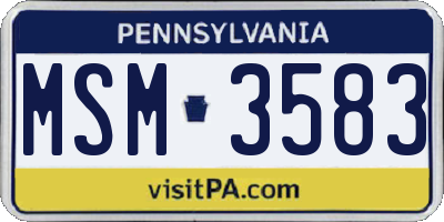 PA license plate MSM3583