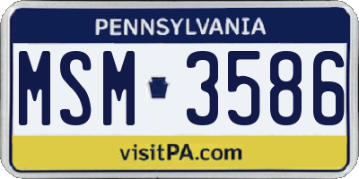PA license plate MSM3586
