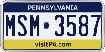 PA license plate MSM3587