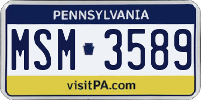 PA license plate MSM3589
