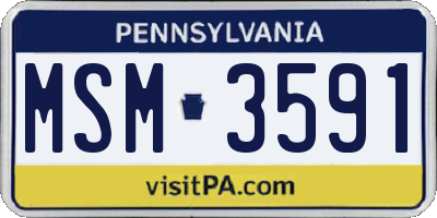 PA license plate MSM3591