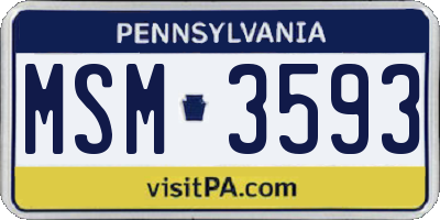 PA license plate MSM3593