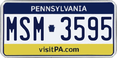 PA license plate MSM3595