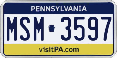 PA license plate MSM3597