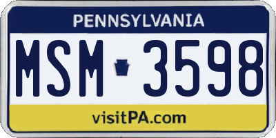 PA license plate MSM3598