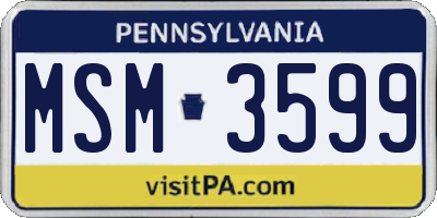 PA license plate MSM3599