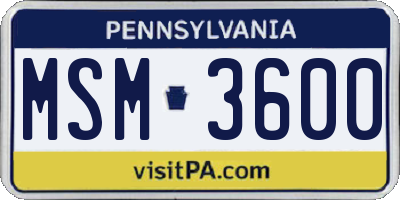 PA license plate MSM3600