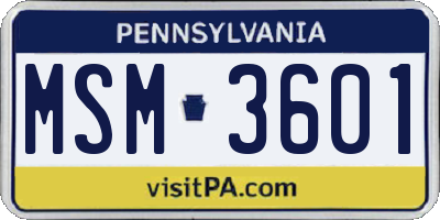 PA license plate MSM3601