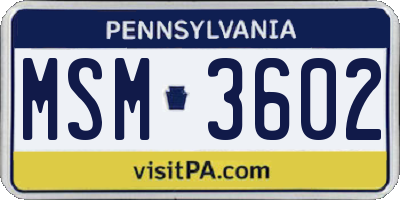 PA license plate MSM3602