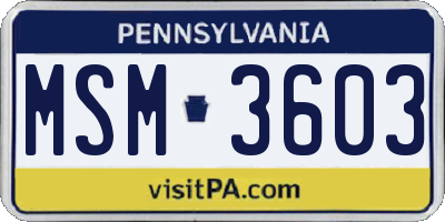 PA license plate MSM3603