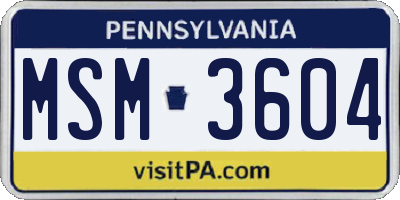 PA license plate MSM3604