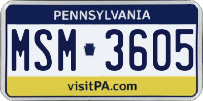 PA license plate MSM3605
