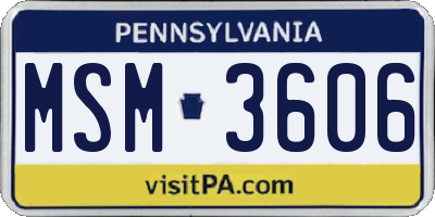 PA license plate MSM3606