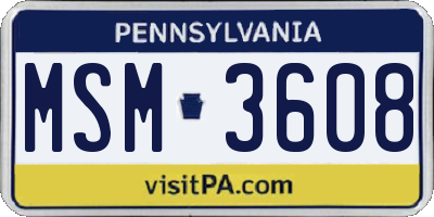 PA license plate MSM3608
