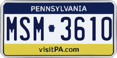 PA license plate MSM3610