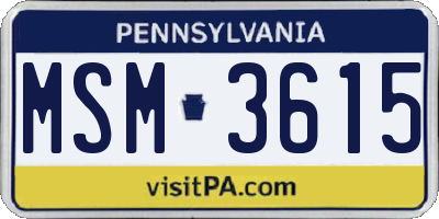 PA license plate MSM3615