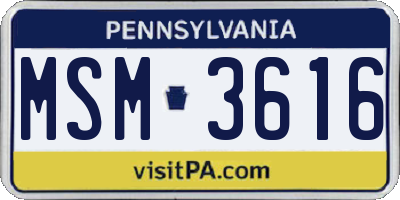 PA license plate MSM3616