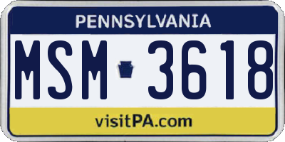 PA license plate MSM3618