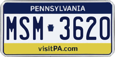PA license plate MSM3620