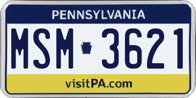 PA license plate MSM3621