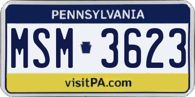 PA license plate MSM3623