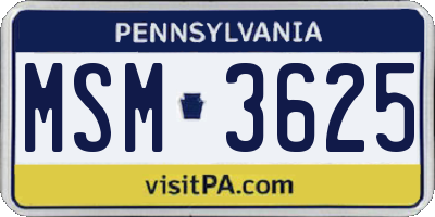 PA license plate MSM3625