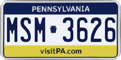 PA license plate MSM3626