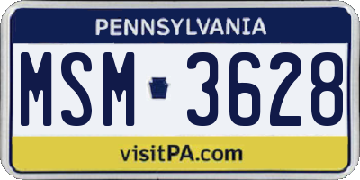 PA license plate MSM3628