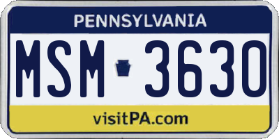 PA license plate MSM3630