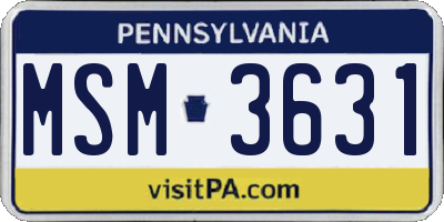 PA license plate MSM3631