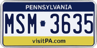 PA license plate MSM3635