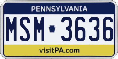 PA license plate MSM3636