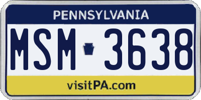 PA license plate MSM3638