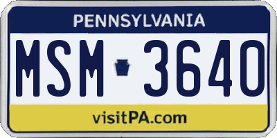 PA license plate MSM3640