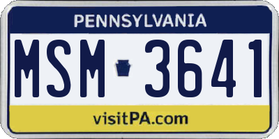 PA license plate MSM3641