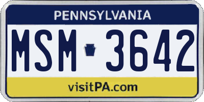 PA license plate MSM3642