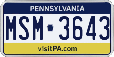 PA license plate MSM3643